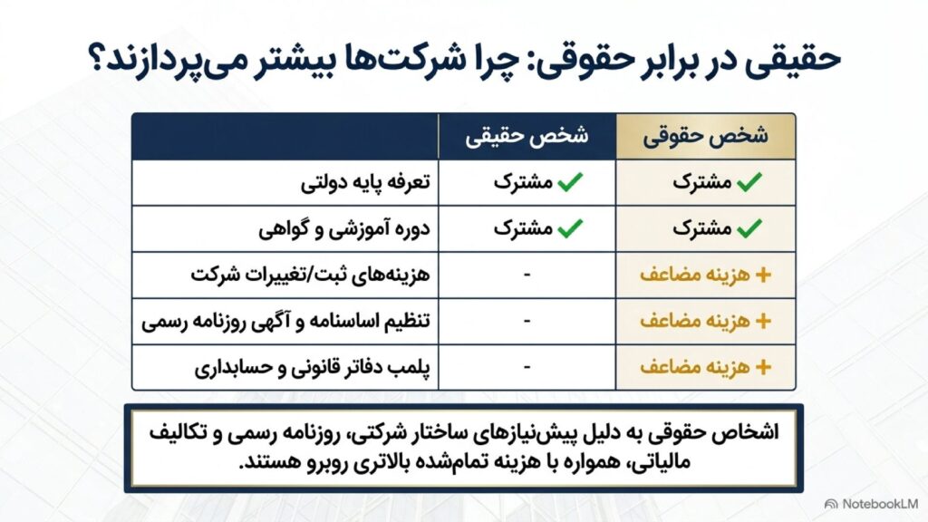 تفاوت هزینه اخذ کارت بازرگانی حقوقی با حقیقی