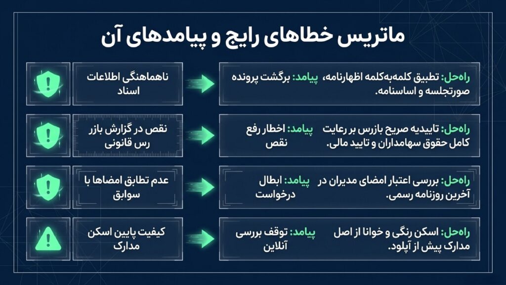 اشتباهات رایج به هنگام ثبت مدارک افزایش سرمایه شرکت سهامی خاص