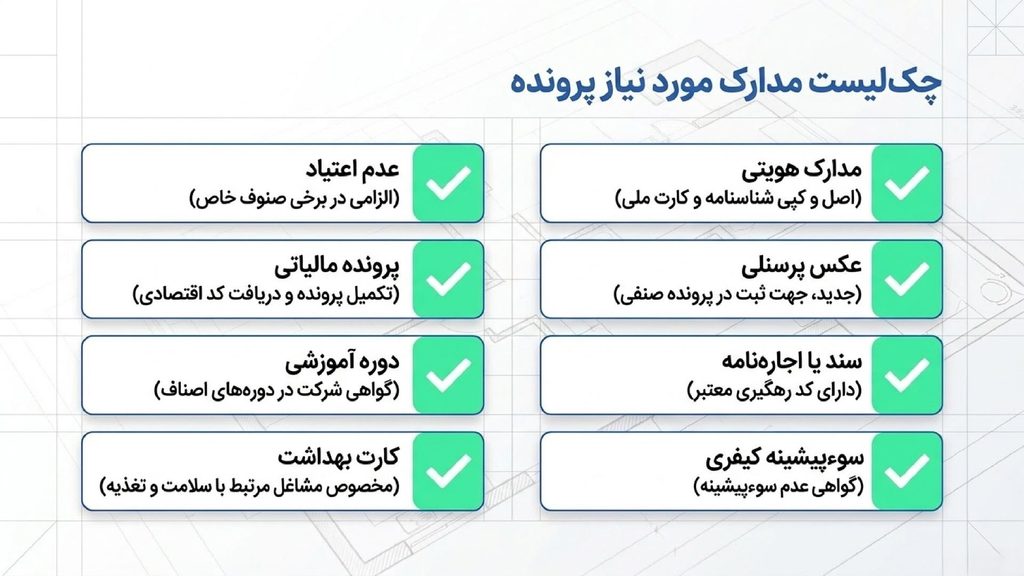 چک لیست مدارک پروانه کسب مغازه