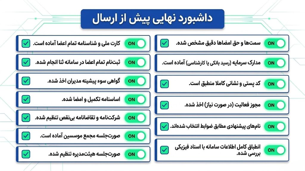 چک لیست بررسی لیست مدارک ثبت شرکت مسئولیت محدود
